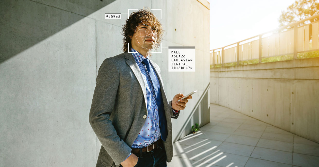 facial recognition analysis young man street
