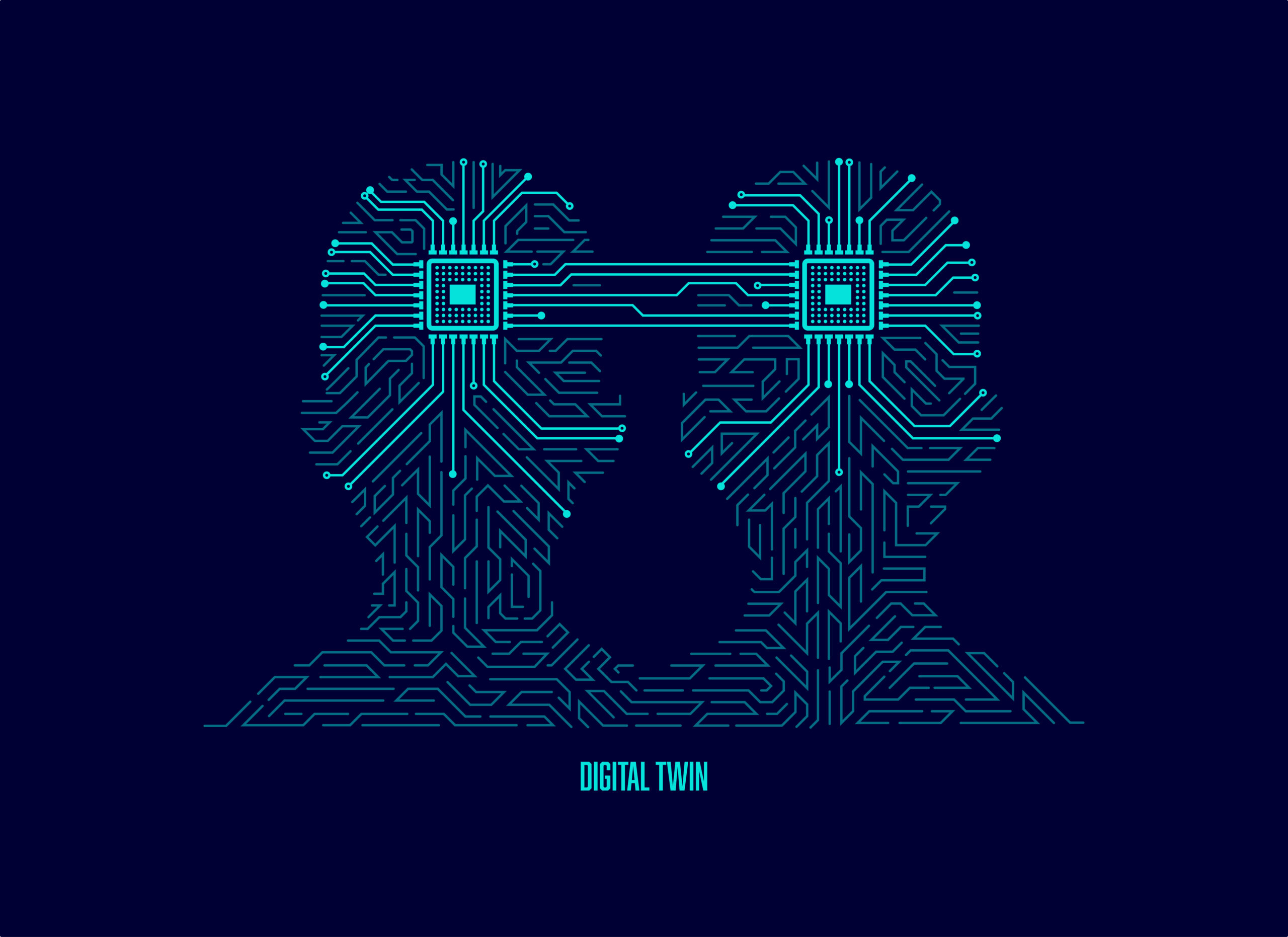 Digital twin circuitry blueprint illustration